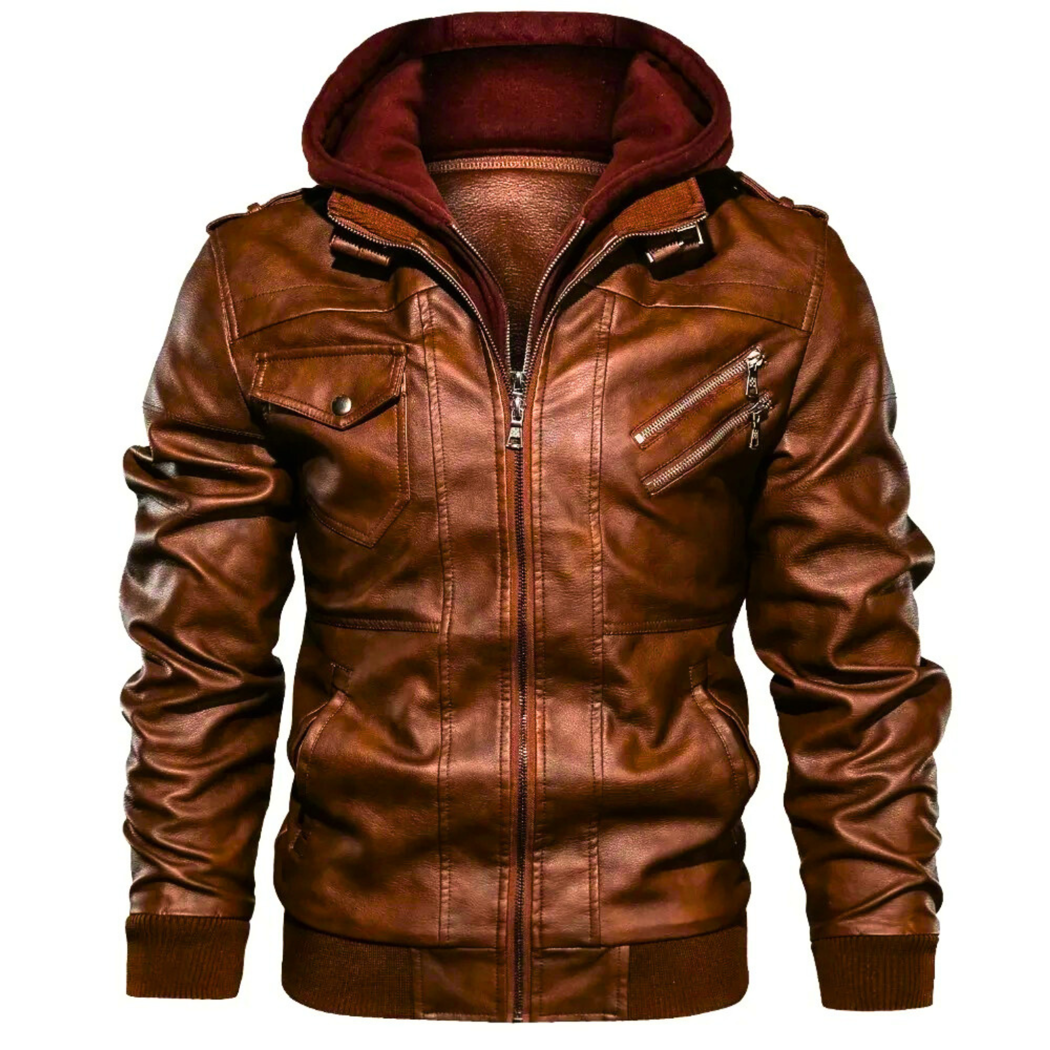 UrbanRiderHoodedLeatherJacket