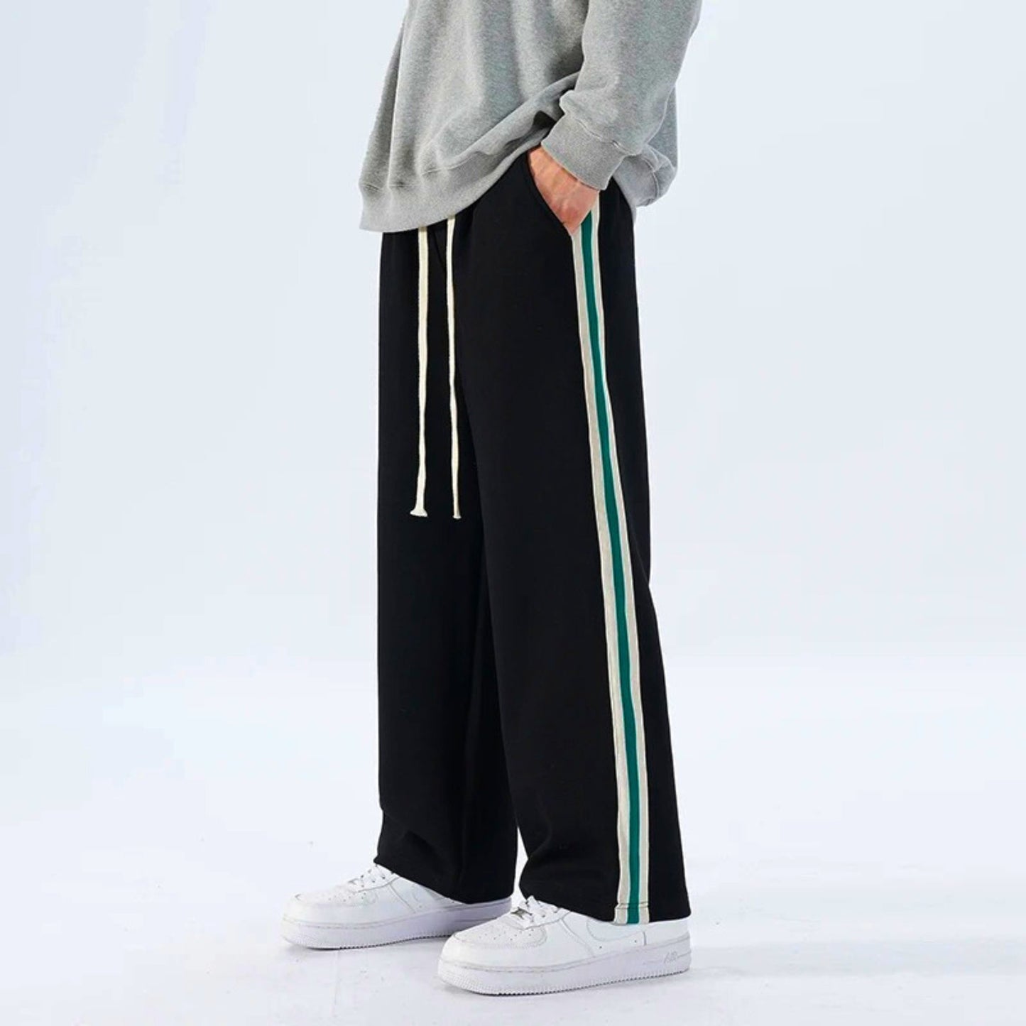 High - Waisted Loose Fit Striped Sweatpants - Molvana