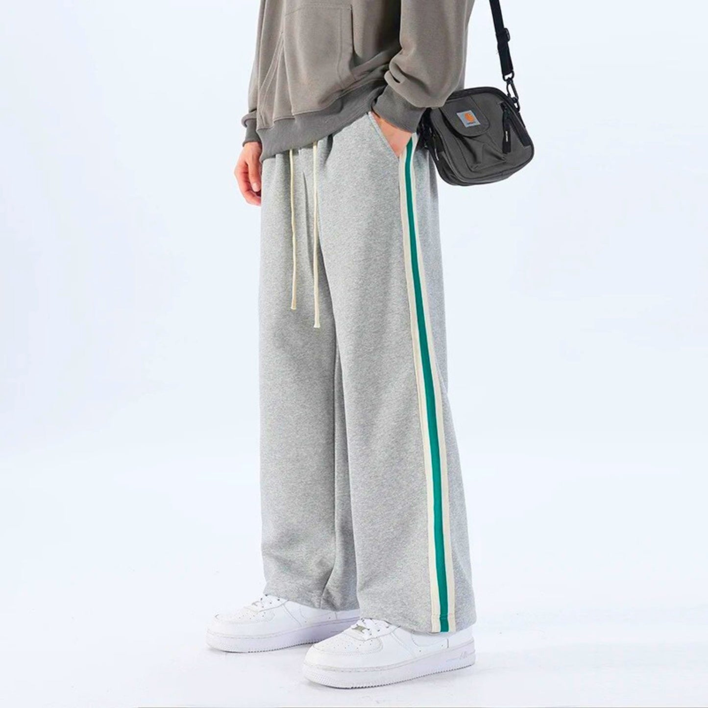 High - Waisted Loose Fit Striped Sweatpants - Molvana