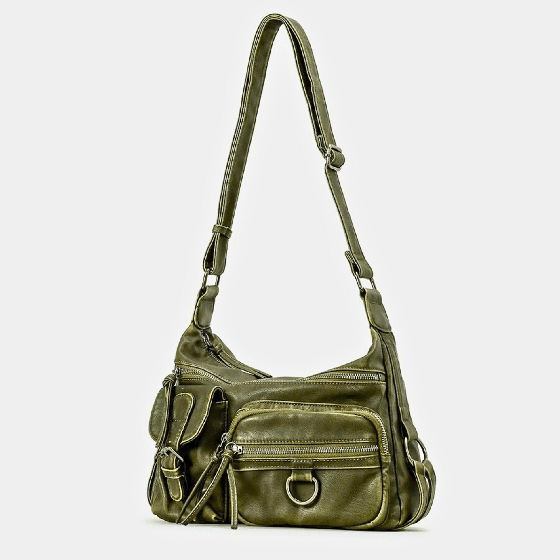 LuxeWashed Retro Leather Shoulder Bag - Molvana