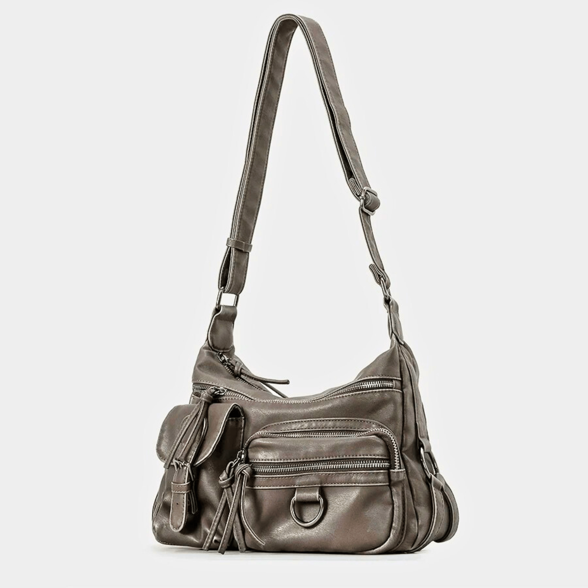 LuxeWashed Retro Leather Shoulder Bag - Molvana