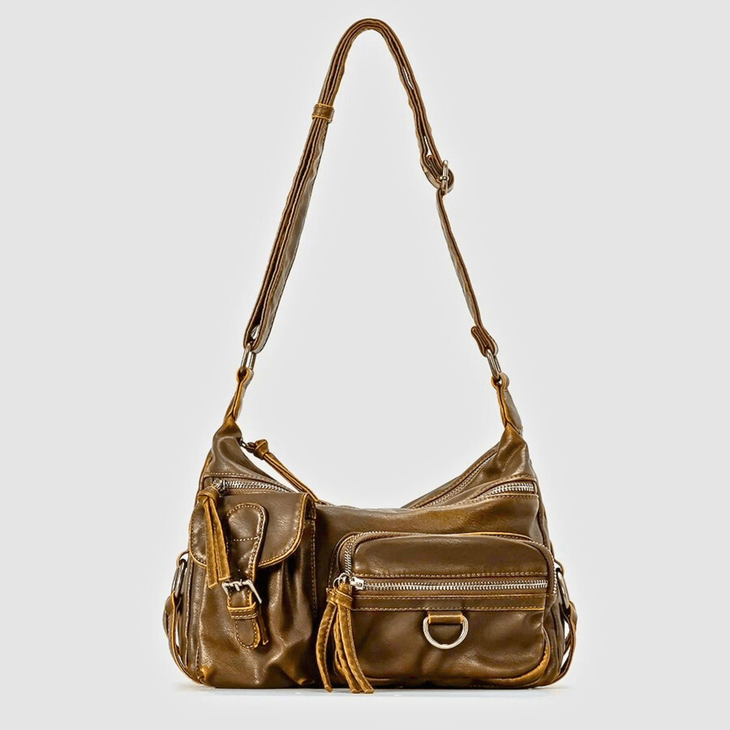 LuxeWashed Retro Leather Shoulder Bag - Molvana