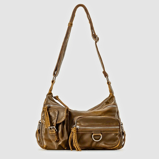 LuxeWashed Retro Leather Shoulder Bag - Molvana