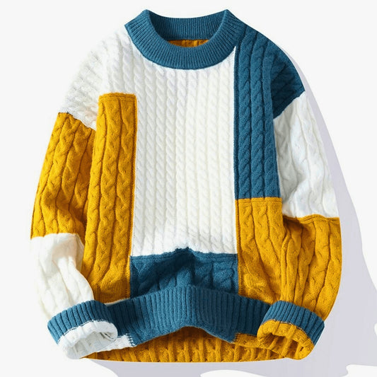 Men's Knitted Patchwork Pullover - Molvana