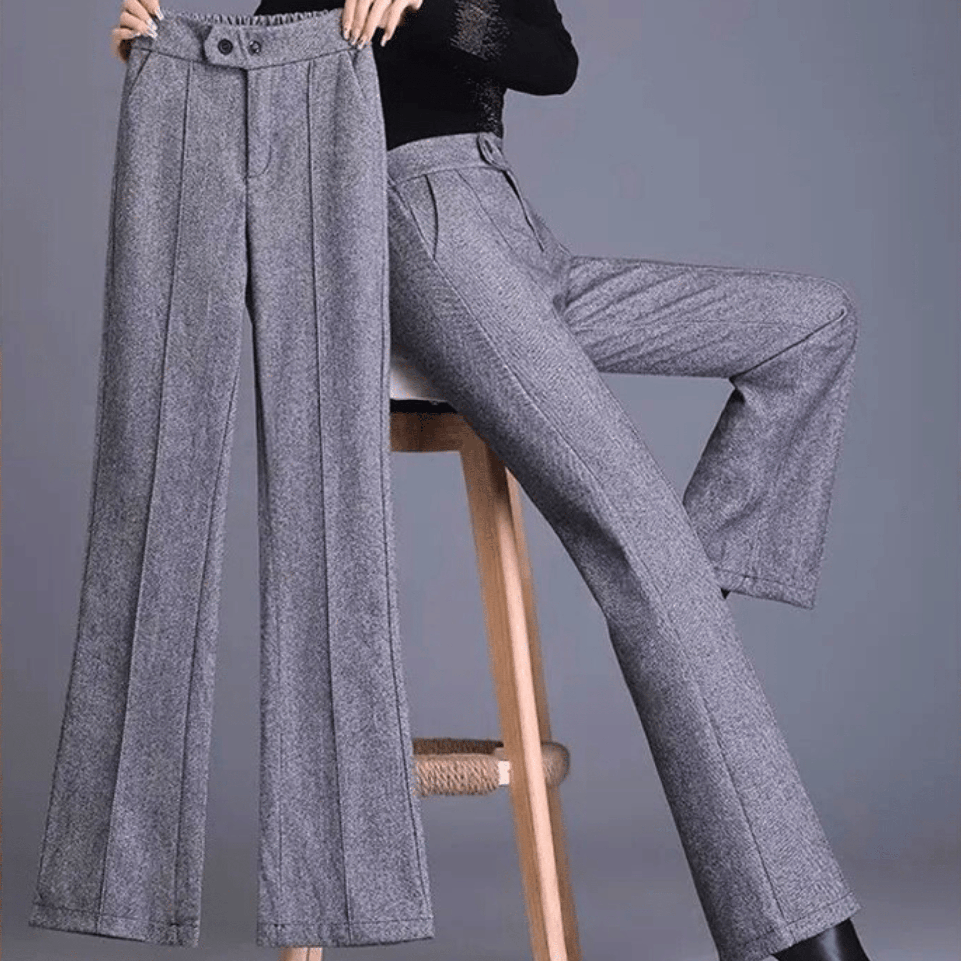 Molvana - Aurela High - Waist Trousers - 14:771#Grey;5:4183