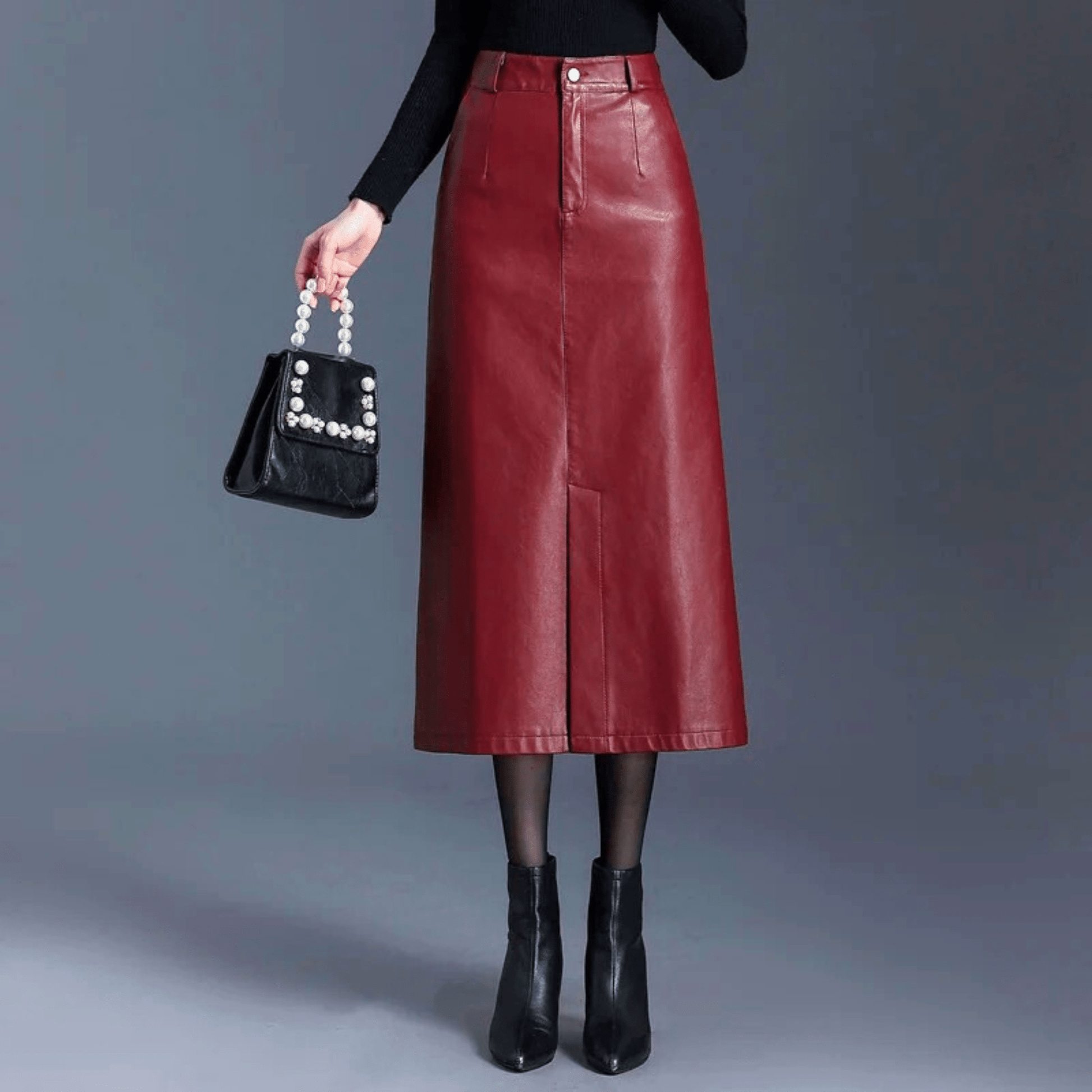 Molvana - Liora High - Waist Leather Skirt - 14:10;5:4183