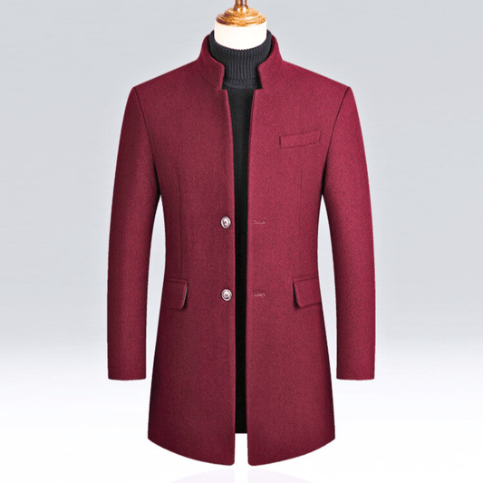 Molvana - Imperial Tailored Wool Coat - 14:100018786#Wine Red;5:200000990#4XL 87 - 95 KG