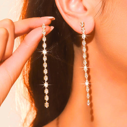 Sparkling Crystal Tassel Earrings - Molvana