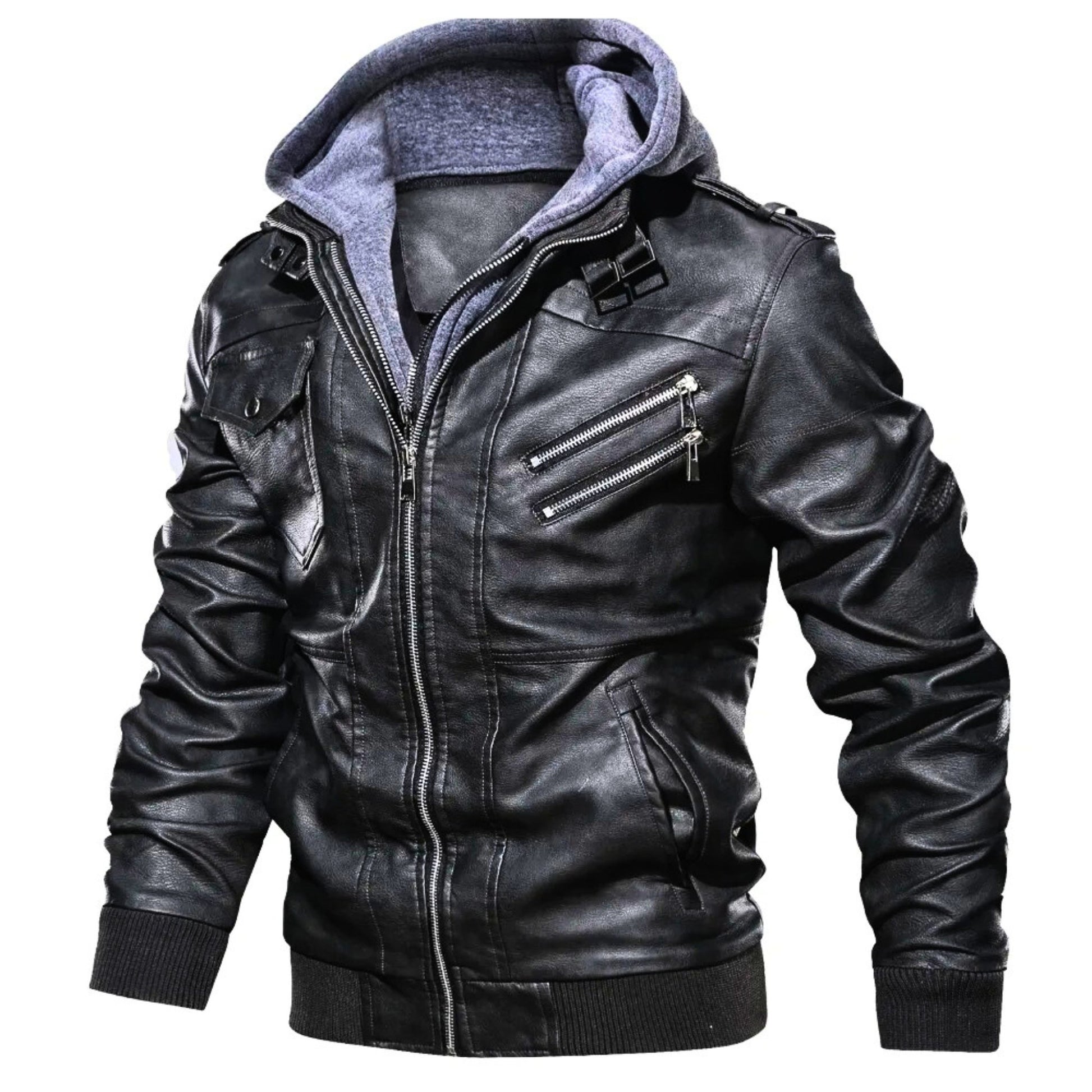 UrbanRider Hooded Leather Jacket - Molvana