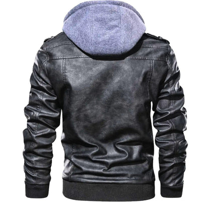 UrbanRider Hooded Leather Jacket - Molvana