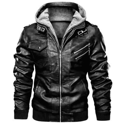 UrbanRider Hooded Leather Jacket - Molvana