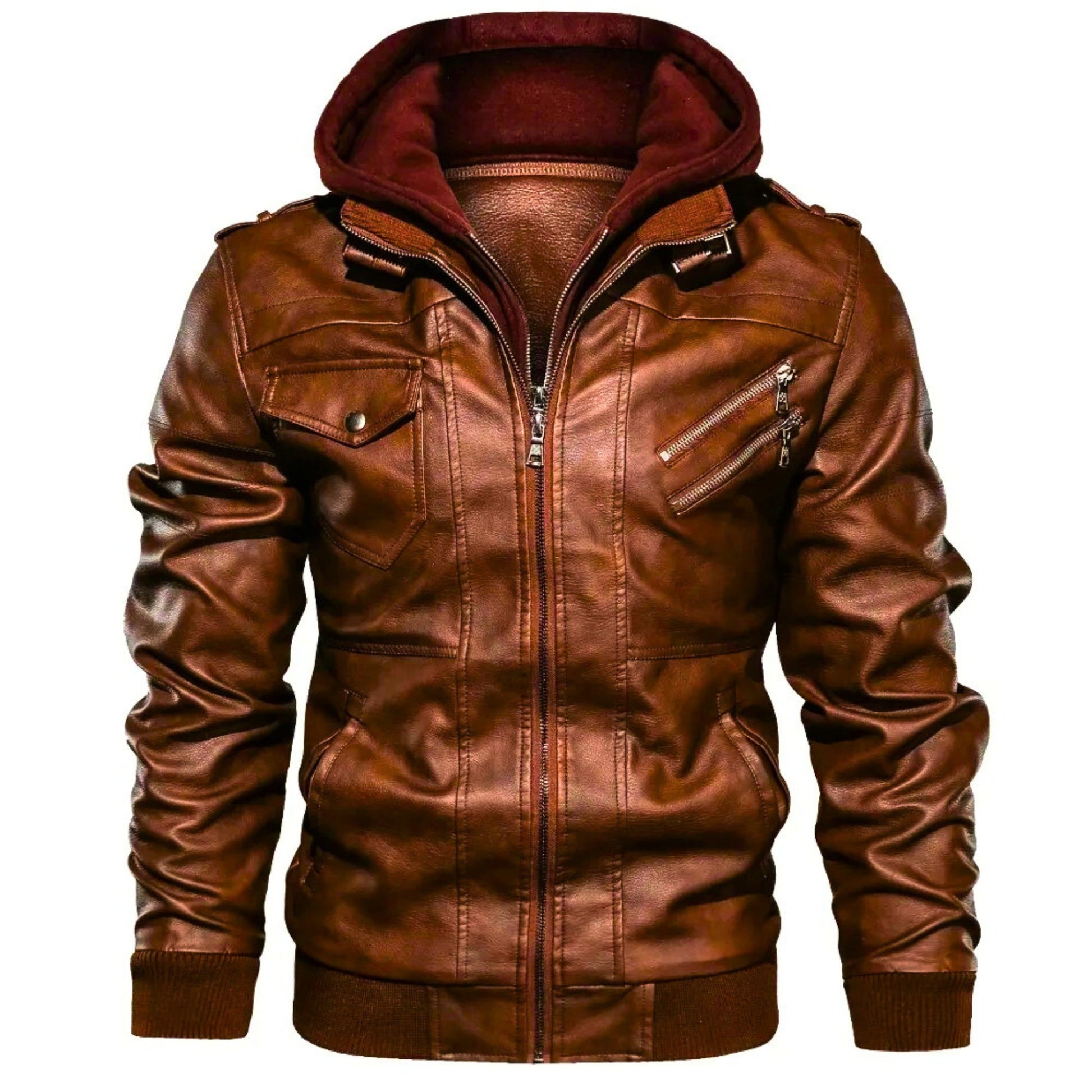 UrbanRider Hooded Leather Jacket - Molvana